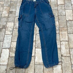 Simple Society Women's Blue Cargo Jeans